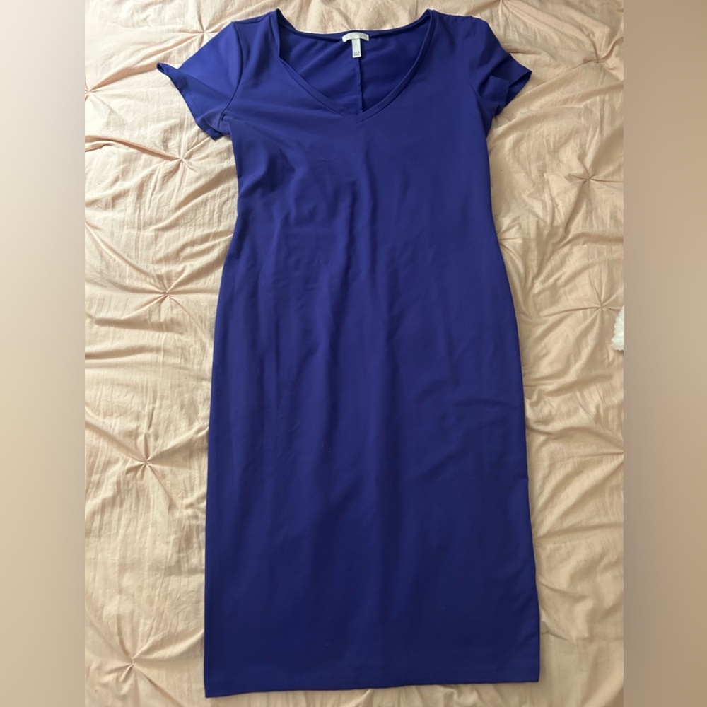 Leith Nordstrom Elegant Blue V-Neck Dress Bodycon